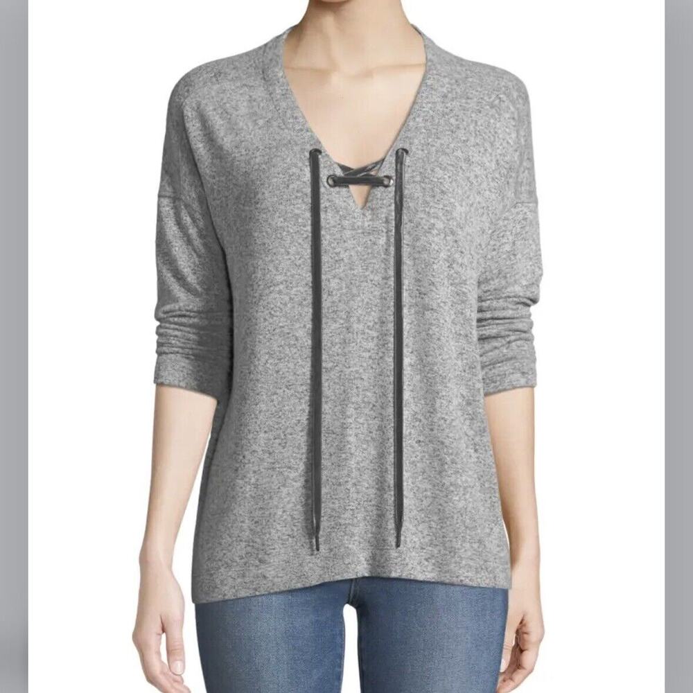 Rails Women’s Leigh Heathered Long-Sleeve Top with Velvet Ties In Gray